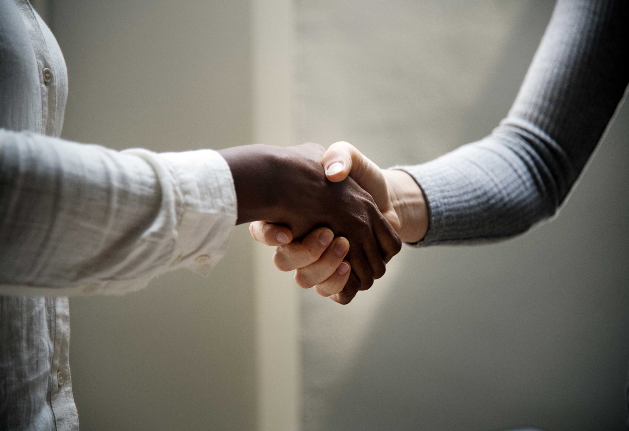 deux personnes qui serrent les mains